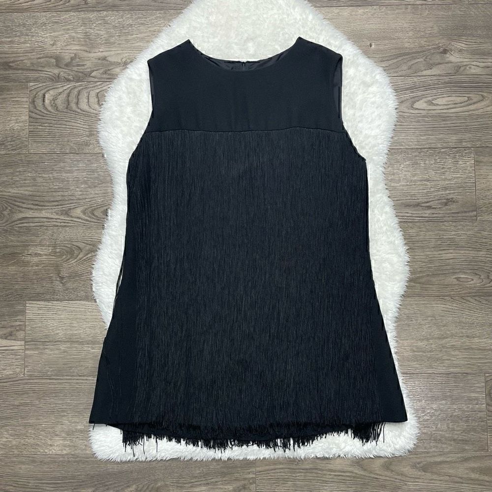 Paris France Fringe Top Black Size M Sleeveless Le Signe de Paris Made in France - Picture 2 of 8